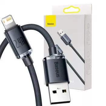 Baseus Crystal Shine kaapeli USB-Lightning, 2,4A, 2m (musta)