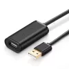 USB-A-jatkokaapeli vahvistimella, UGREEN US121, 10 m, musta, A-uros A-naaras