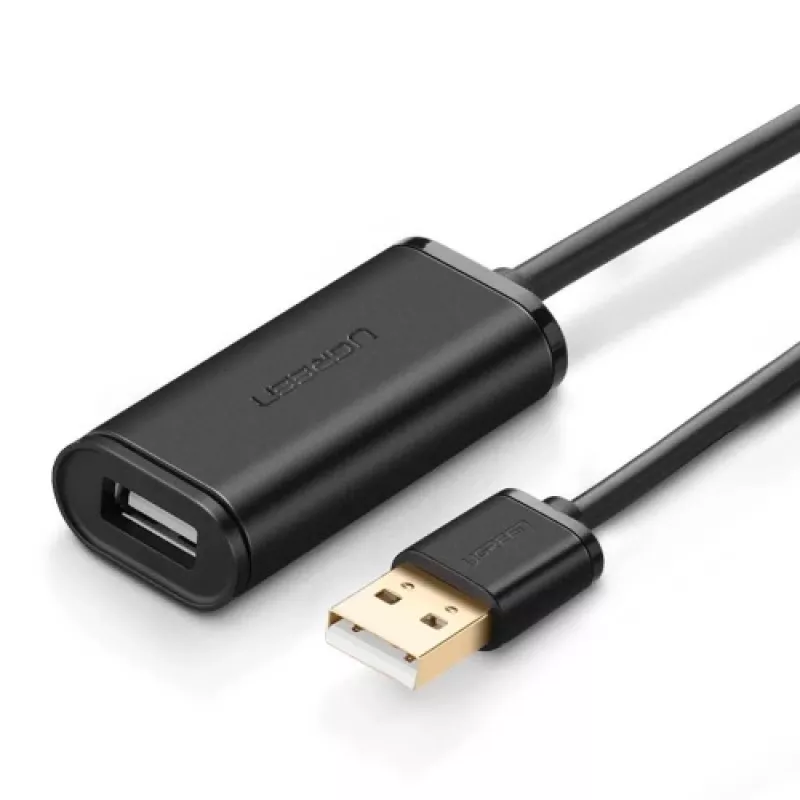 USB-A-jatkokaapeli vahvistimella, UGREEN US121, 10 m, musta, A-uros A-naaras