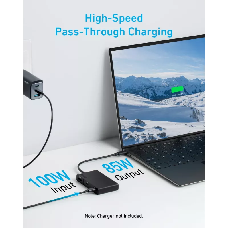 Anker 332 A8356G11 USB-C-keskitin 5-in-1, 4K HDMI yhdelle näytölle, musta
