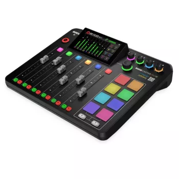 Studiokontrolleri RØDE Caster Pro II musta — 4 XLR/TRS-yhdistelmä, 4 kuulokelähtöä, 8 padia, kosketusnäyttö, Wi‑Fi, Bluetooth, USB‑C