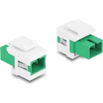 Keystone-moduuli DELOCK 87120 SC yksiporttinen litteä adapteri, vihreä/valkoinen, 16,5×27,4×21,9 mm