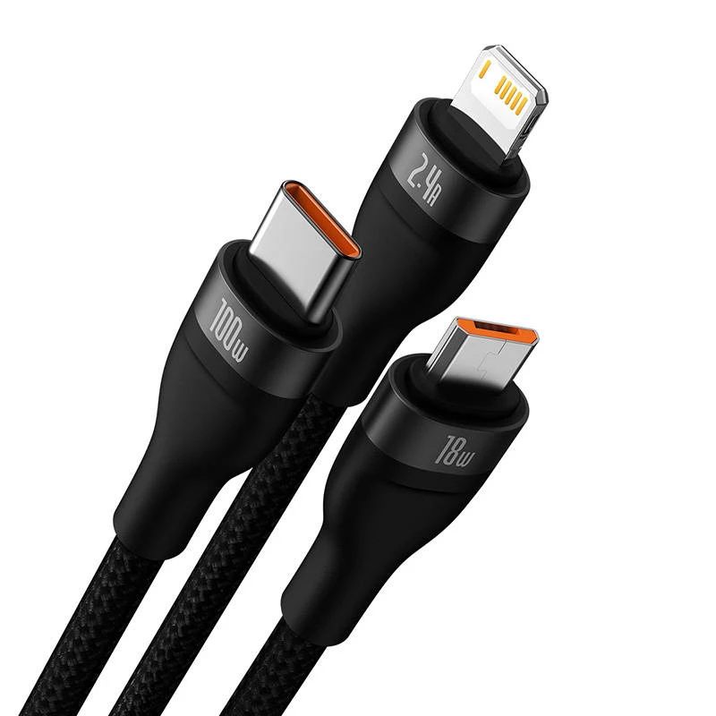 USB-kaapeli Baseus SUP0003351 1,2 m USB A USB C/Micro USB-A/Lightning musta