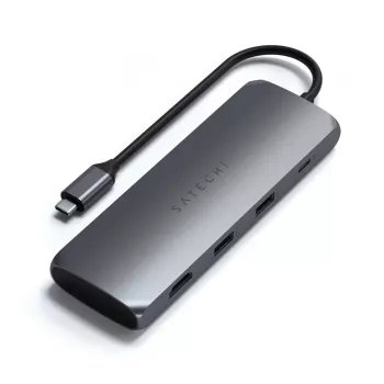 Satechi USB-C Hybrid -moniporttikeskitin (4-in-1-sovitin), Space Grey, ST-UCHSEM