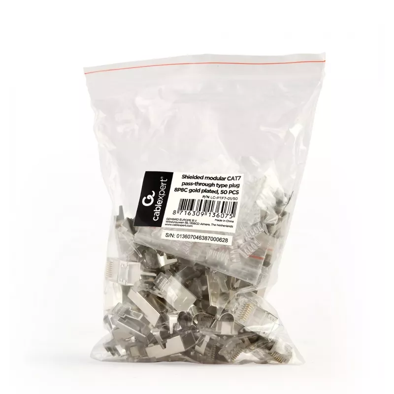 RJ45-liitin GEMBIRD CAT7 8P8C kullattu 15µm FTP/SFTP 50 kpl:n pakkaus