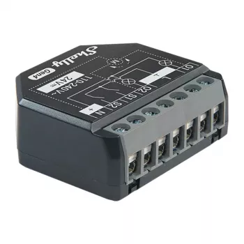 Shelly 2PM Gen4 rullaverho-/kaihdinaktori 2 kanavaa, AC 110–240V, 2,4 GHz Wi‑Fi, 1,4 W, 8000 KB flash
