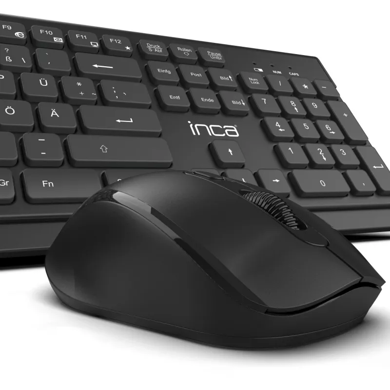 Inca IWS-519 näppäimistö ja hiiri sisältää Office RF langaton QWERTY turkki musta