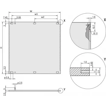 Schroff 20846453 etulevy, EMC-suojattava, 6U, 42 HP