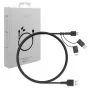 AUKEY CB-BAL5 3-in-1 punottu kaapeli, Micro USB / USB-C / Lightning, 1,2 m, musta