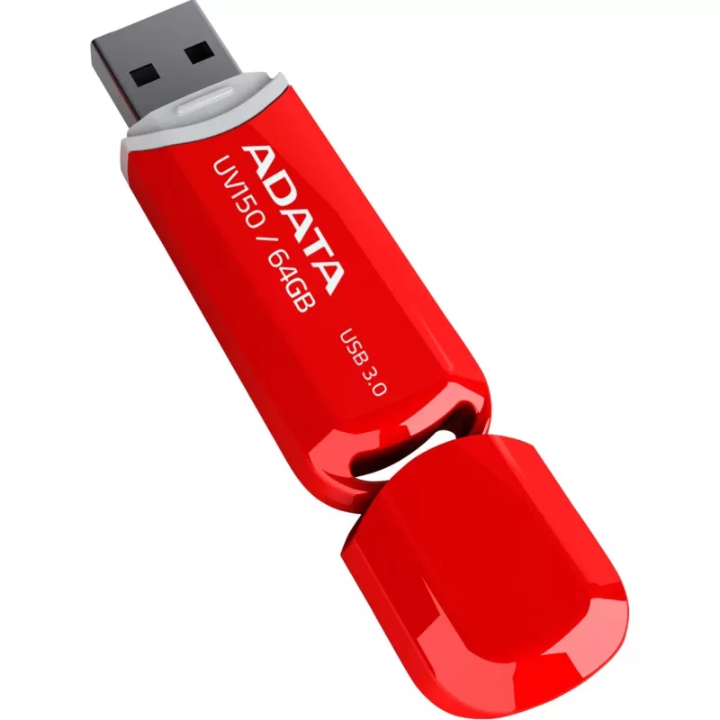 USB-muistitikku ADATA DashDrive UV150 64 GB, USB Type-A 3.2 Gen 1, punainen, liukukansirakenne