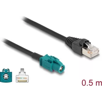 DELOCK verkkokaapeli 91371 — HSD Z - RJ-45, kullatut koskettimet, 0,5 m, musta