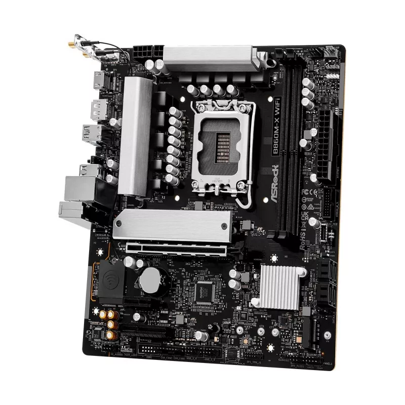 Emolevy ASRock B860M-X WiFi — Intel B860, LGA 1851, micro ATX, DDR5, 2x DIMM, 4x M.2, 2.5Gb LAN, Wi‑Fi 6E, Bluetooth 5.3