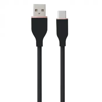 Silikonikaapeli USB Type-A - Type-C (musta, 1 m)