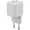 USB-C-pikalaturi Nano, PD, GaN, 35 W (valkoinen, 2x USB-C, Power Delivery 3.0)