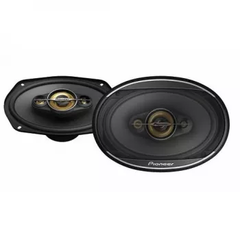Pioneer TS-A6971F. Kaiutintyyppi: 4-tie, huipputeho: 600 W, nimellisteho: 100 W. Asennussyvyys: 20,3 cm, bassokaiuttimen koko (L x K): 152,4 x 228,6