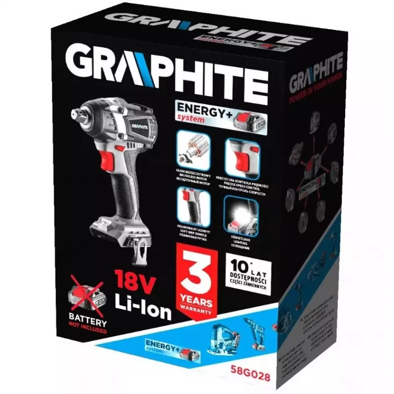 Graphite Energy+ 18V harjaton iskuruuvinväännin. Li-Ion. ilman akkua