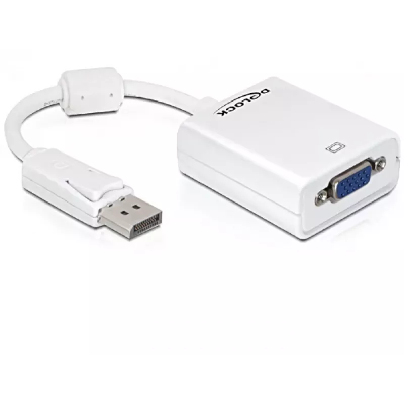 Videokaapelisovitin DeLOCK 61766 0,125 m VGA DisplayPort valkoinen