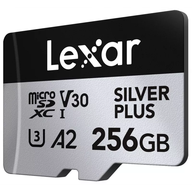 Muistikortti microSD 256GB C10 A2 U3 V30 205/150MB/s Silver Plus