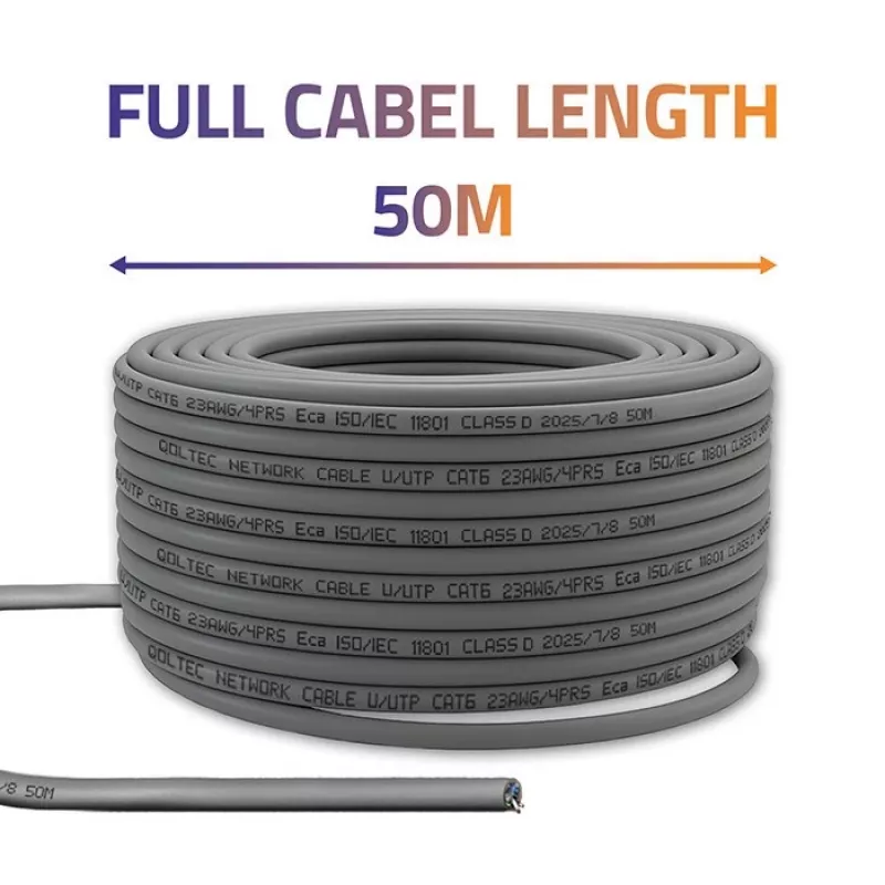 UTP-patchkaapeli QOLTEC CAT6 50 m kupari (Cu) harmaa