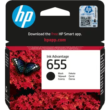 HP 655 -musta alkuperäinen Ink Advantage -mustekasetti, musta, 1 kpl, 550 sivua