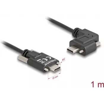 DeLOCK USB 2.0 -kaapeli USB Type-C-uros USB Type-C-uros kulmaliitin vasen/oikea PD 3.0 60W 1m