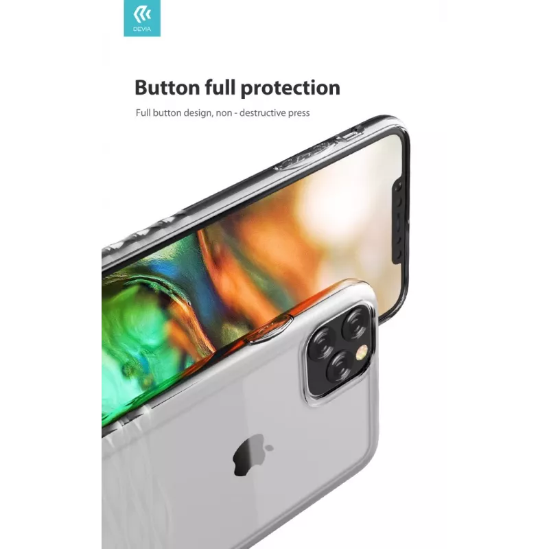 Devia Ocean2 Series -älypuhelinkotelo iPhone 11 Pro Max -puhelimelle, läpinäkyvä, suojaava kirkas kuori