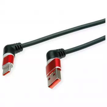 ROLINE USB 2.0 kaapeli Type-C - Type-A ST/ST 360° kierto musta punainen 1 m 11.02. - kaapeli - digitaalinen/data