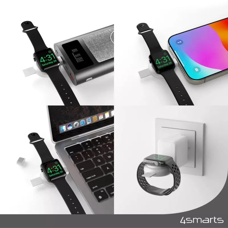 Laturi 4smarts QI2 älykello hopea USB langaton pikalataus