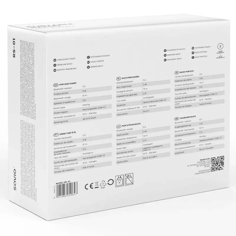 Kannettava radio Savio RS-01 analoginen musta