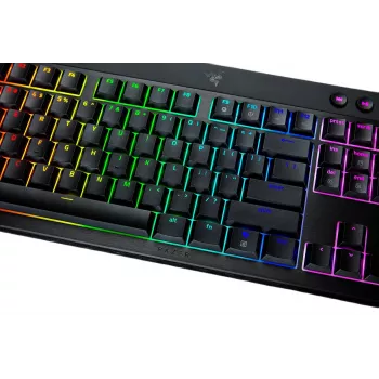 Razer | BlackWidow V4 Low-Profile Tenkeyless HyperSpeed | näppäimistö | langaton | US | Bluetooth | musta | keltaiset kytkimet