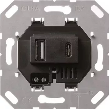 Gira USB-virtalähde 2-kertainen Type A/C asennusosa 236900 (236900)
