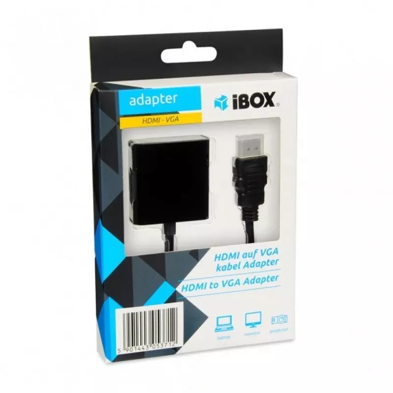 iBox IAHV01 HDMI–VGA-sovitin, musta