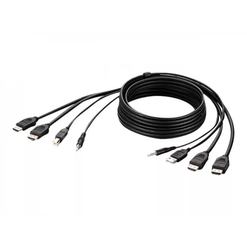 Belkin Secure KVM -yhdistelmäkaapeli - video- / USB- / audiokaapeli - TAA-yhteensopiva - USB, mini-liitäntä, HDMI (M)