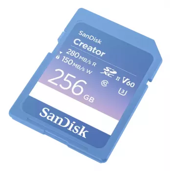 SanDisk Creator SD-muistikortti UHS-II 256 GB suurilla siirtonopeuksilla jopa 280 MB/s