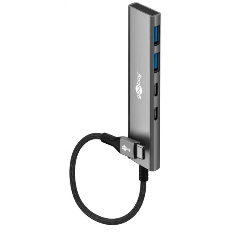Goobay Slim 4-porttinen USB-keskitin USB-C - USB-A 5 Gbit/s - Plug USB 3.2 (76563)