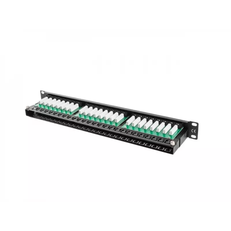 Patch-paneeli LANBERG PPU5-1048-B 1U, 48 porttia Cat5e, musta, 445×102×44,5 mm