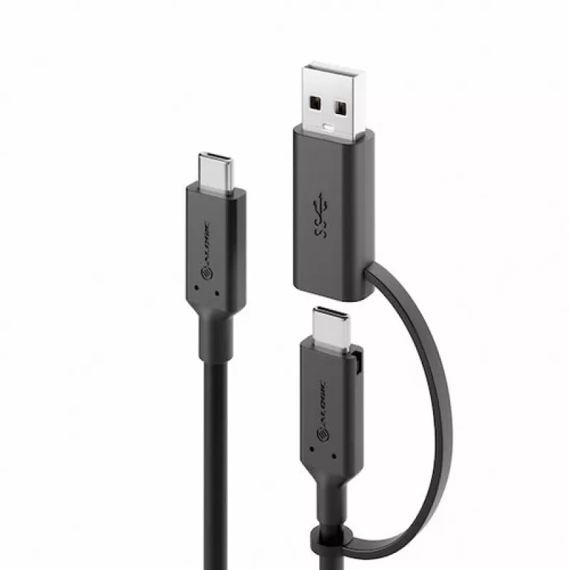 ALOGIC Elements Series USB-C - USB-C -kaapeli USB-A-adapterilla 1,2 m 5 A 10 Gbit/s