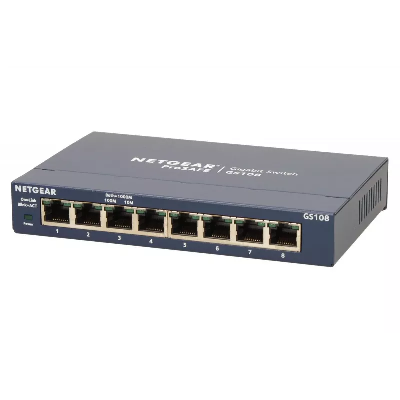 Hallitsematon kytkin NETGEAR GS108GE, 8 porttia, Gigabit Ethernet, 16 Gbit/s