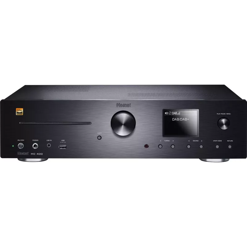 Stereo-vastaanotin Magnat MC 400 — 2.0 kanavaa, 40 W per kanava, CD-soitin, Wi-Fi, Bluetooth, DAB/FM, Ethernet (musta)