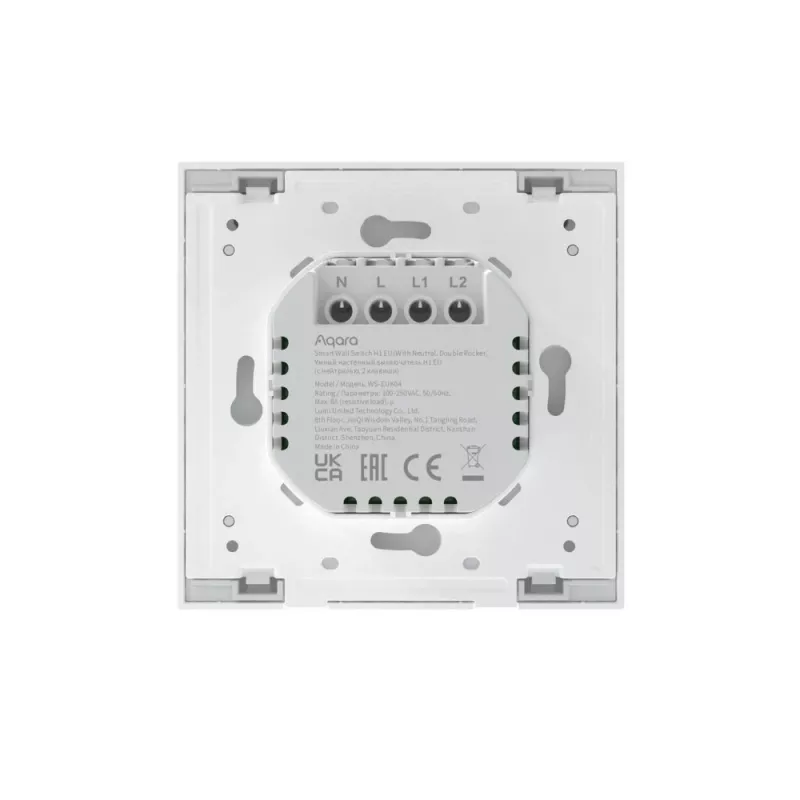 AQARA Smart Home -seinäkytkin H1, nollajohtimella, kaksinkertainen keinupainike (WS-EUK04)