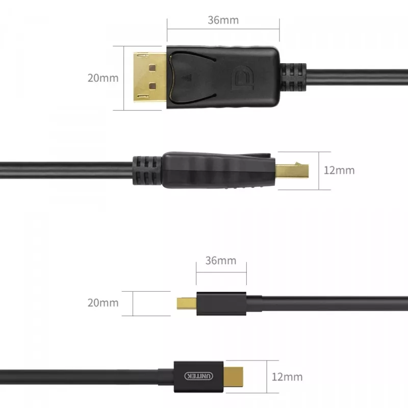 Kaapeli miniDisplayPort/DisplayPort M/M 2 m; Y-C611BK