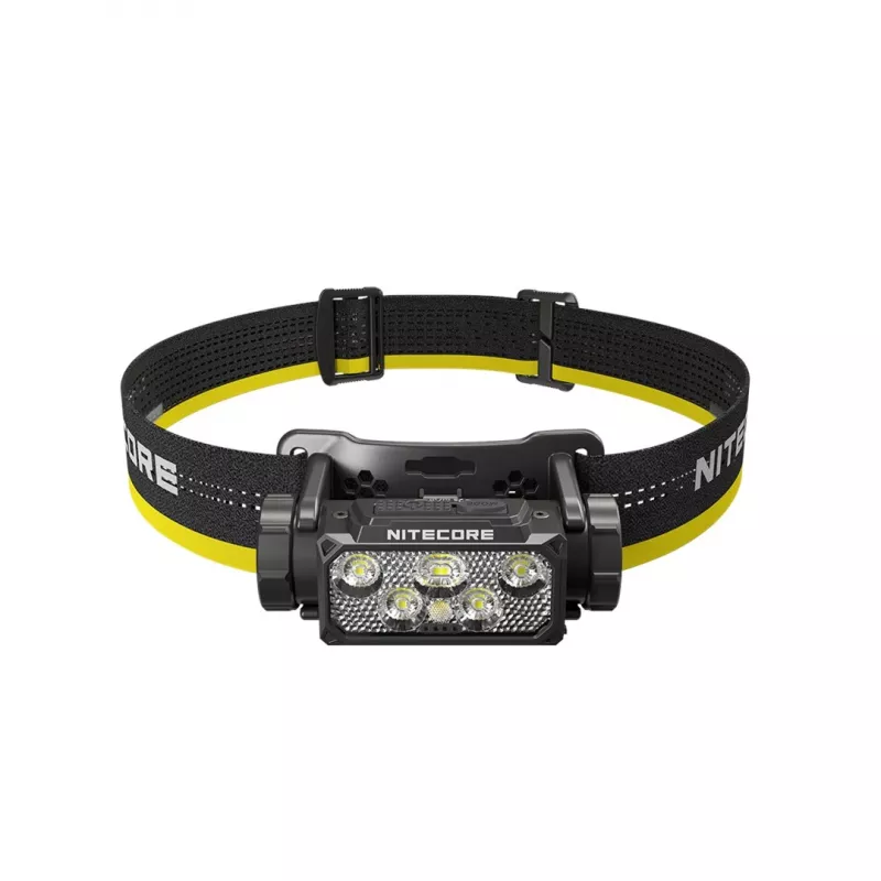 Otsalamppu taskulamppu Nitecore HC60 UHE 4000 mAh akulla, 6-LED, vedenpitävä, iskunkestävä, musta/keltainen