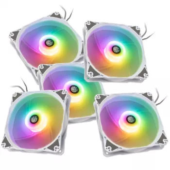 120mm PWM -kotelotuuletinpaketti BitsPower Notos RGB — valkoinen, 5 kpl:n pakkaus (BPTA-FX1812NTWH-5)