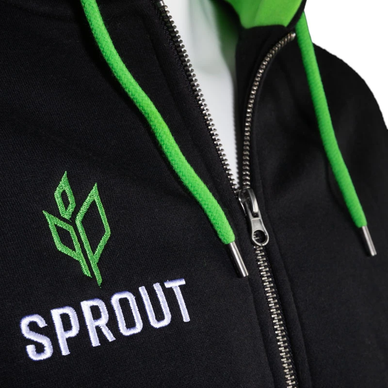 GamersWear SPROUT Basic Zip -huppari koko M musta/vihreä
