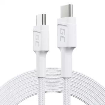 USB-C - USB-C -kaapeli Green Cell KABGC29W 2 m, USB 3.2 Gen 1, 60 W PD, punottu TPE, valkoinen