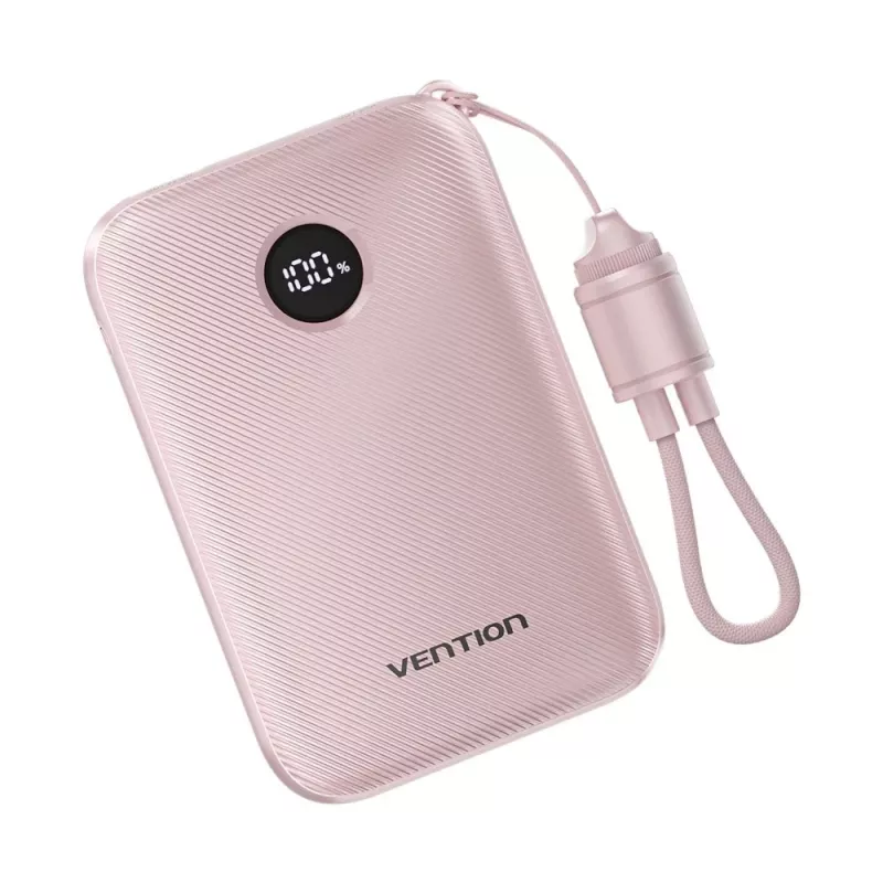 Powerbank Vention FKAP0-C 10000 mAh, 2× USB-C + 1× USB-A, 22,5 W, pinkki