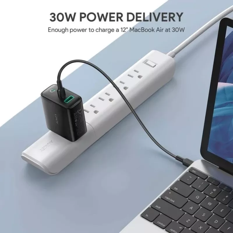 Seinä laturi 2xUSB Power Delivery (1xUSB A+1xUSB C) 5.4A 30W Dynamic Detect PA-D1