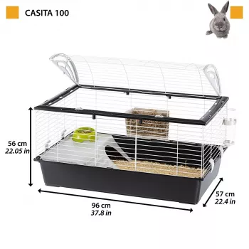 Ferplast Casita 100 -häkki kaneille ja marsuille, metalli/muovi, 960×570×560 mm, taupe/valkoinen