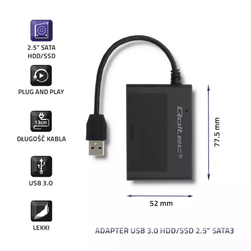 Kiintolevyadapteri Qoltec USB 3.0 HDD/SSD