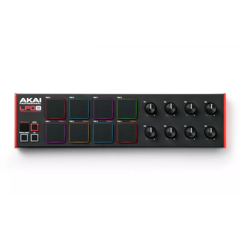 Akai LPD8 MKII MIDI-kosketinsoitin 8 kosketinta USB musta, punainen